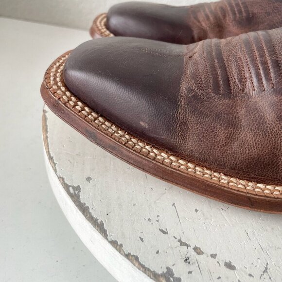 Rod Patrick Mens Cowboy Boots 8.5B Perro Loco Brown Leather Western Square Toe - Picture 13 of 14